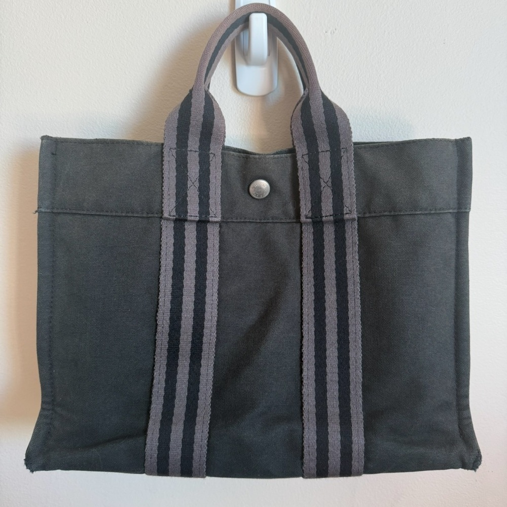 Hermes Toile Fourre-Tout PM Tote in Grey